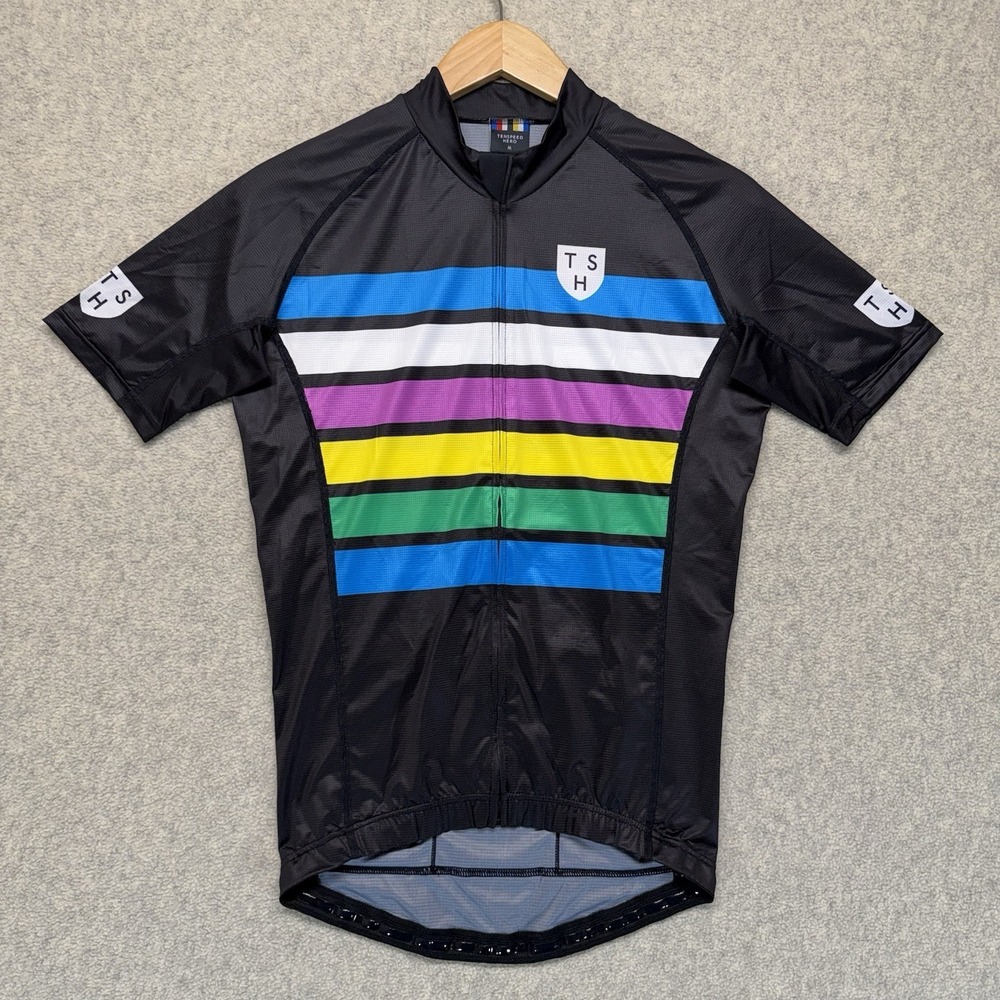 Tenspeed Hero Mens M Cycling Jersey Rainbow Stripe Full Zip Made Italy